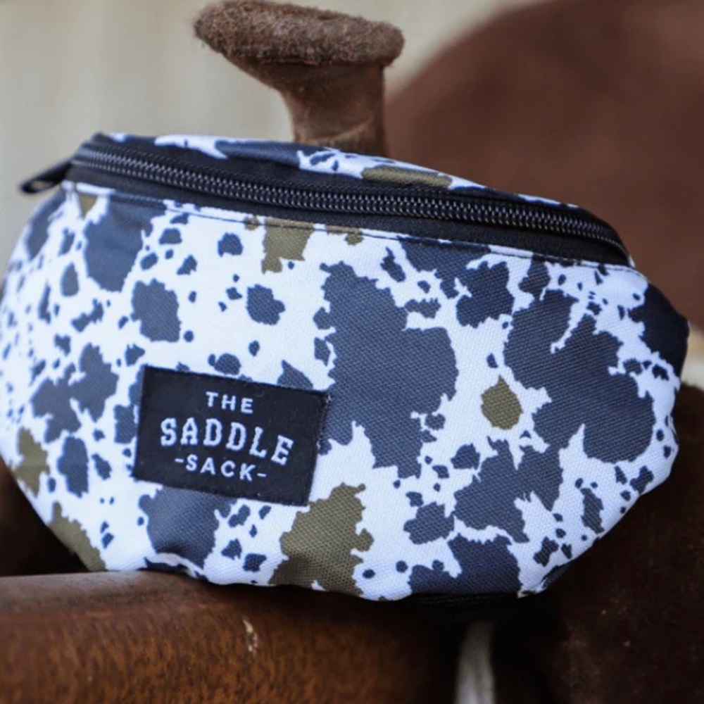 The Saddle Sack Cow Print Saddle Bag